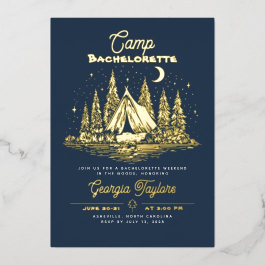 Camp Bachelorette Foil Invitation Folieneinladung (Vorderseite)