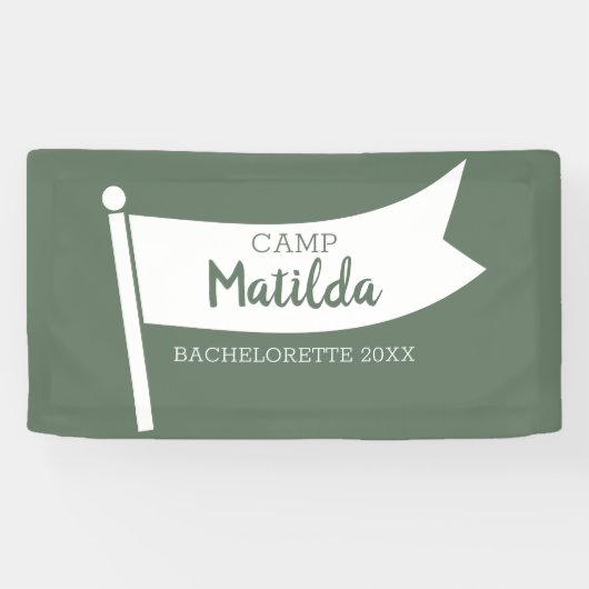 Camp Bachelorette Forest Green Camping Flag Banner (Horizontal)