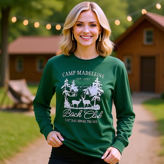 Camp Bachelorette Forest Green Last Trail Camping T-Shirt
