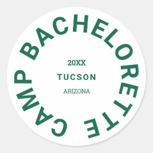 Camp Bachelorette Forest Green Personalisiert Runder Aufkleber