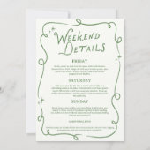 Camp Bachelorette Green Camping Itinerary  Einladung (Rückseite)