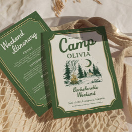 Camp Bachelorette Green Glamping Itinerary  Einladung