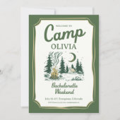 Camp Bachelorette Green Glamping Itinerary  Einladung (Vorderseite)