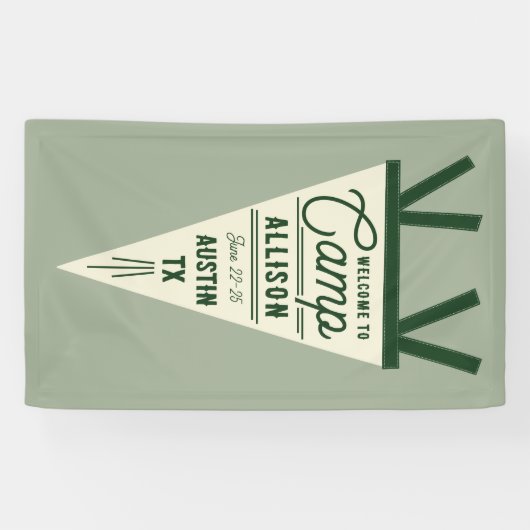 Camp Bachelorette Green Pennant Banner (Horizontal)