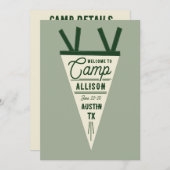 Camp Bachelorette Green Pennant Einladung (Vorne/Hinten)