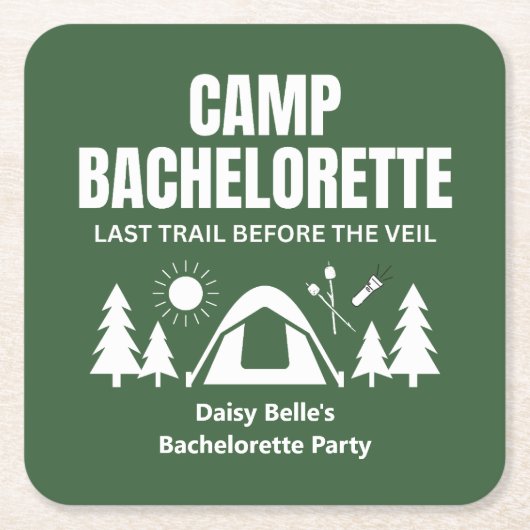 Camp Bachelorette Green  Rechteckiger Pappuntersetzer (Vorderseite)