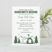 Camp Bachelorette Green Weekend Einladung (Stehend Vorderseite)