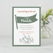 Camp Bachelorette Green Weekend Itinerary Einladung (Stehend Vorderseite)