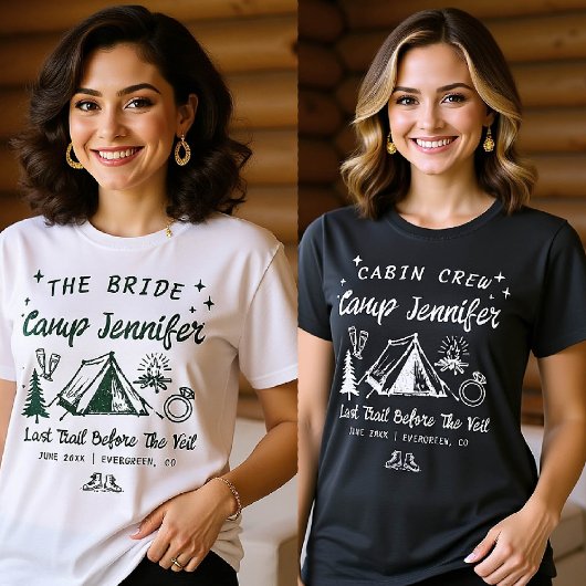 Camp Bachelorette Hand Drawn Camping Matching T-Shirt