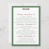 Camp Bachelorette Itinerary Wochenende Einladung (Rückseite)