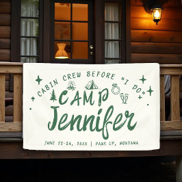 Camp Bachelorette Kabine Crew I do Green Hand Draw Banner