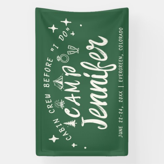 Camp Bachelorette Kabine Crew I Handgezogener Bach Banner (Vertikal)