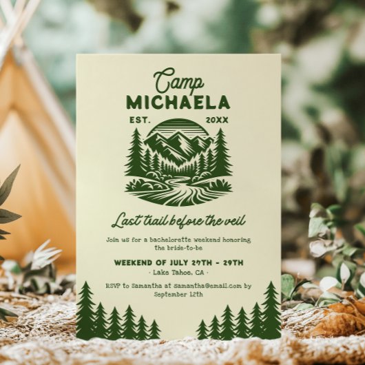 Camp Bachelorette Letztes Trail Wochenende Abenteu Einladung