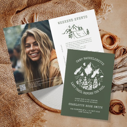 Camp Bachelorette Moderner Rustikaler Junggeselinn Einladung