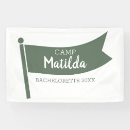 Camp Bachelorette Mountain Green Flag Camping Banner