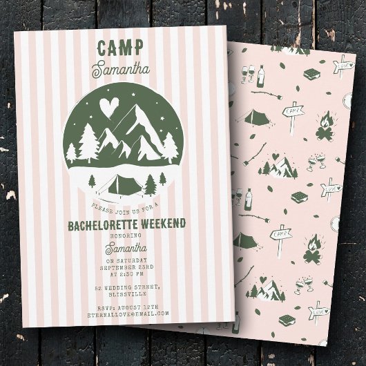 Camp Bachelorette Party Camping Bach Weekend Pink Einladung