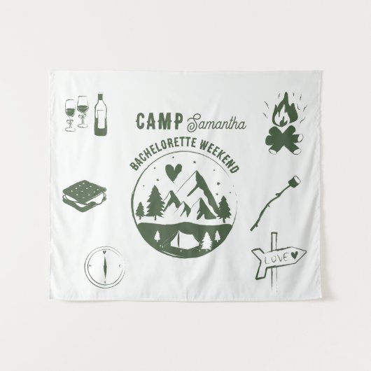 Camp Bachelorette Party Camping Bach Weekend Wandteppich (Vorderseite (Horizontal))