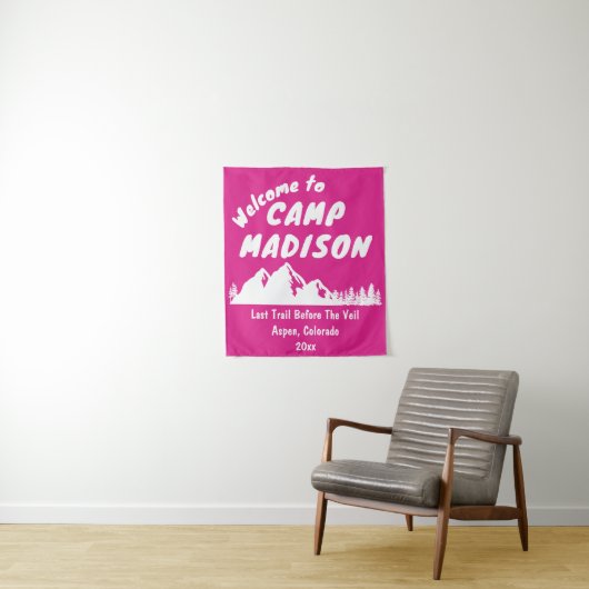 Camp Bachelorette Party Camping Prop Zeichen Wandteppich (Beispiel)