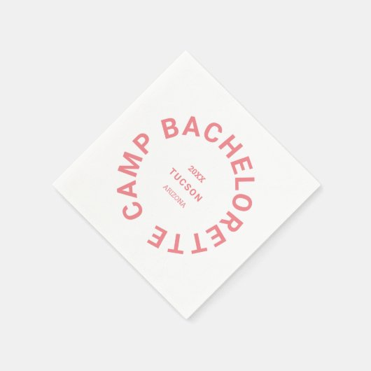 Camp Bachelorette Pink Personalisiertes Wappen Serviette (Ecke)
