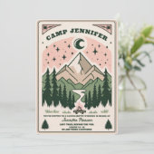 Camp Bachelorette Rustikales Waldgebirge Einladung (Stehend Vorderseite)