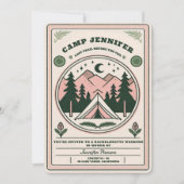 Camp Bachelorette Rustikales Waldgebirge Einladung (Vorderseite)