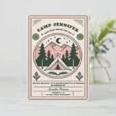 Camp Bachelorette Rustikales Waldgebirge Einladung (Stehend Vorderseite)