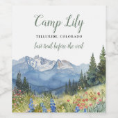 Camp Bachelorette Wandern am Wochenende Party Weinetikett (Einzelnes Label)