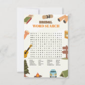Camp Bachelorette Wedding Word Search Game Card Einladung (Vorderseite)