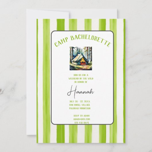Camp Bachelorette Wild im Woods Weekend Einladung (Vorderseite)