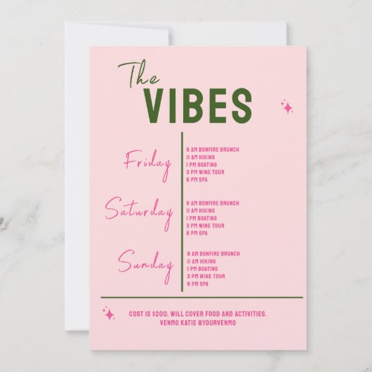 Camp-Bachelorette-Wochenende Einladung (Rückseite)