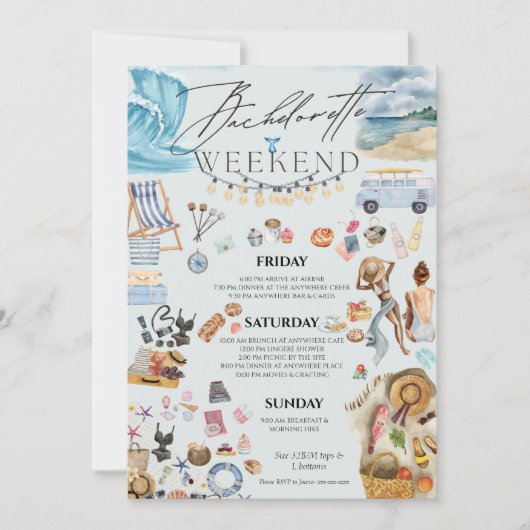 Camp Bachelorette Wochenende Einladung (Vorderseite)