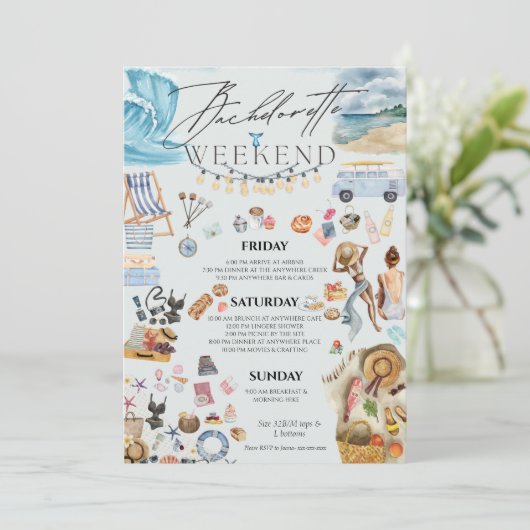 Camp Bachelorette Wochenende Einladung (Stehend Vorderseite)