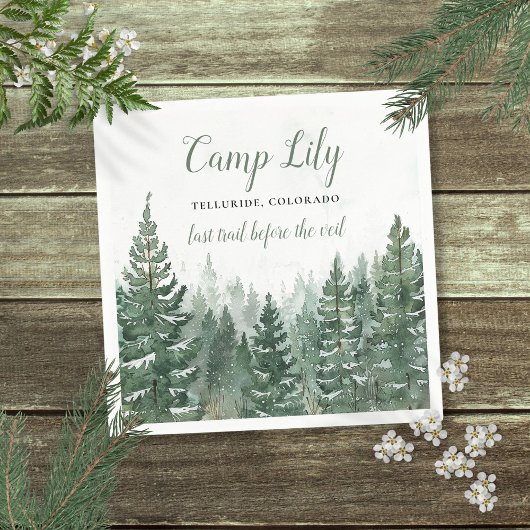 Camp Bachelorette Woodland Forest Weekend Party Serviette