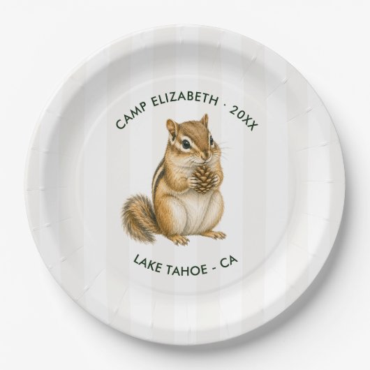 Camp Braut Chipmunk Personalisierter Junggesellinn Pappteller (Vorderseite)