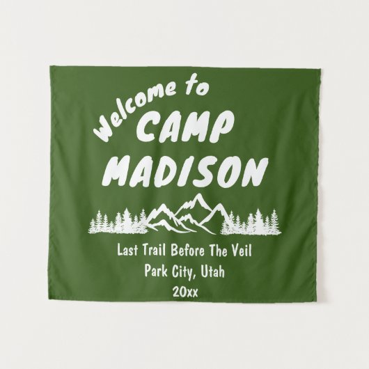 Camp Brautparty Bach Mountain Camping Prop Zeichen Wandteppich (Vorderseite (Horizontal))