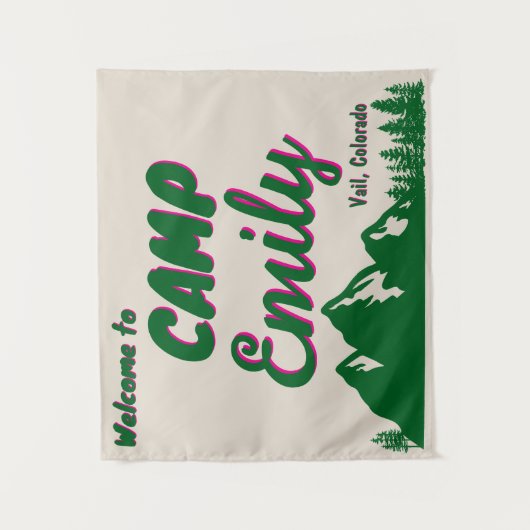 Camp Brautparty Mountain Bach Camping Prop Zeichen Wandteppich (Vorderseite)