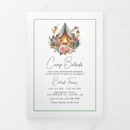 Camp Bride Bachelorette Weekend Foto und QR Code Dreifach Gefaltete Einladung