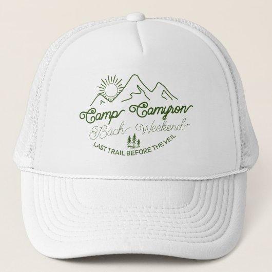 Camp Bride Custom Bachelorette Green Truckerkappe (Vorderseite)