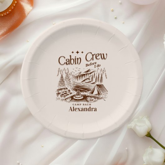 Camp Cabin Crew vor Bachelorette Pappteller