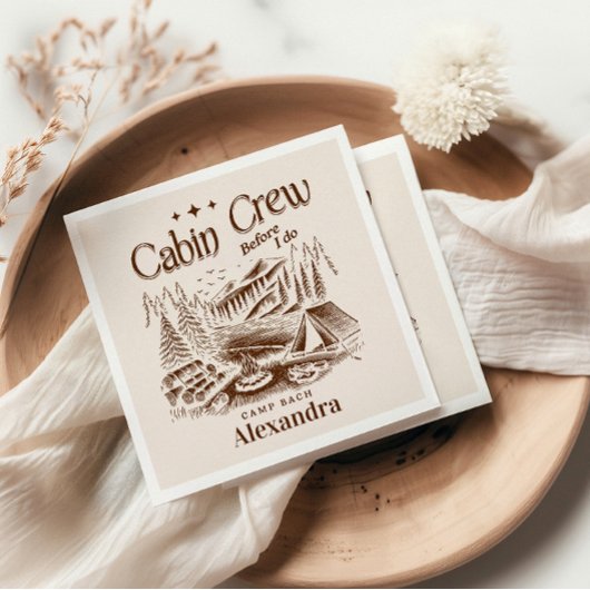 Camp Cabin Crew vor Bachelorette Serviette