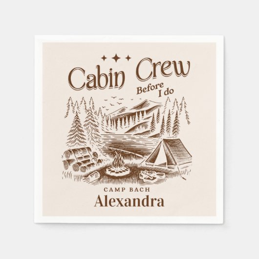 Camp Cabin Crew vor Bachelorette Serviette (Vorderseite)