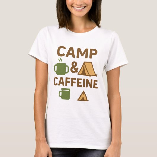 Camp Caffeine Funny Coffee T - Shirt - Kaffeecup (Vorderseite)