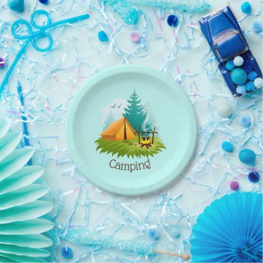 Camp Camping Design Paper Party Plate Pappteller (Party)