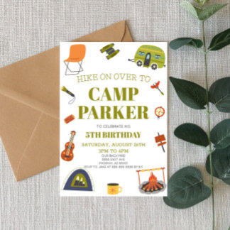 Camp Camping Happy Camper Geburtstagsparty Einladung