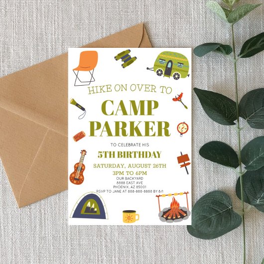Camp Camping Happy Camper Geburtstagsparty Einladung
