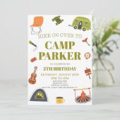 Camp Camping Happy Camper Geburtstagsparty Einladung (Stehend Vorderseite)