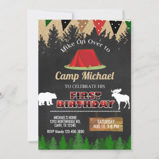 Camp, Camping Junge Einladung zum 1. Geburtstag.