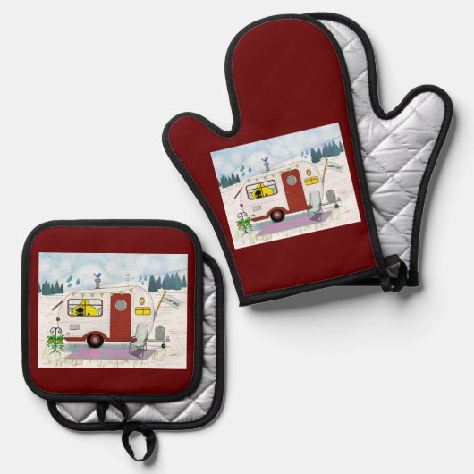 Camp Chic Ofenhandschuh & Topflappen-Set (Vorderseite/Rückseite)