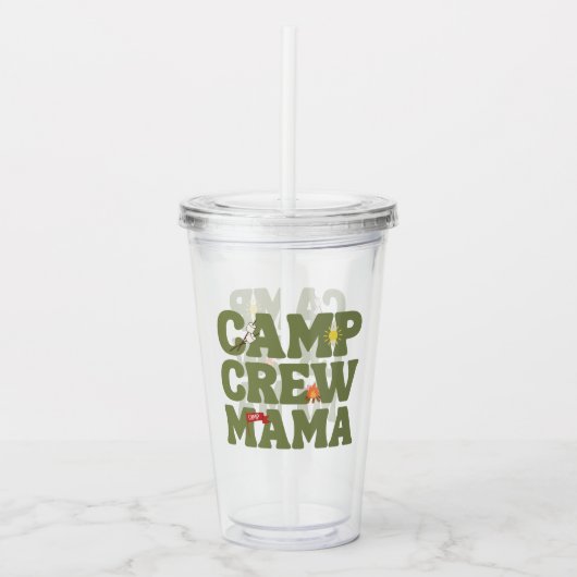 Camp Crew Mama Kindergeburtstag Acryltrinkbecher (Vorderseite)