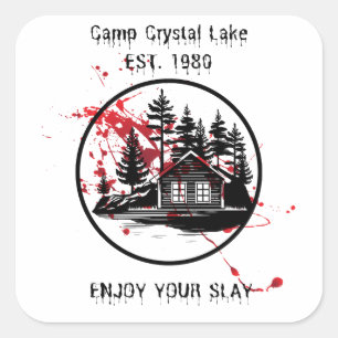 Camp Crystal Lake Genießen Sie Ihren Schlaf Quadratischer Aufkleber